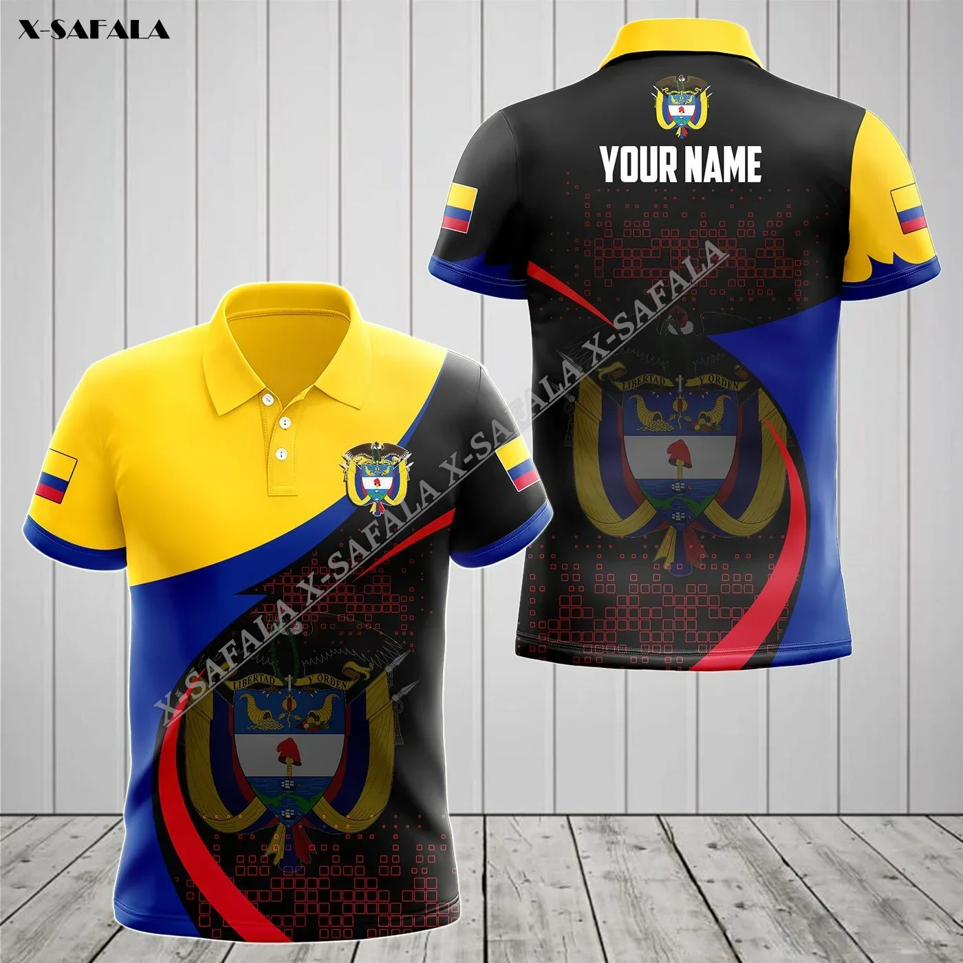 Colombia Future Style Flag America 3D Print Men Adult Polo Shirt Collar Short Sleeve Top Tee Breathable Business Party Sporty