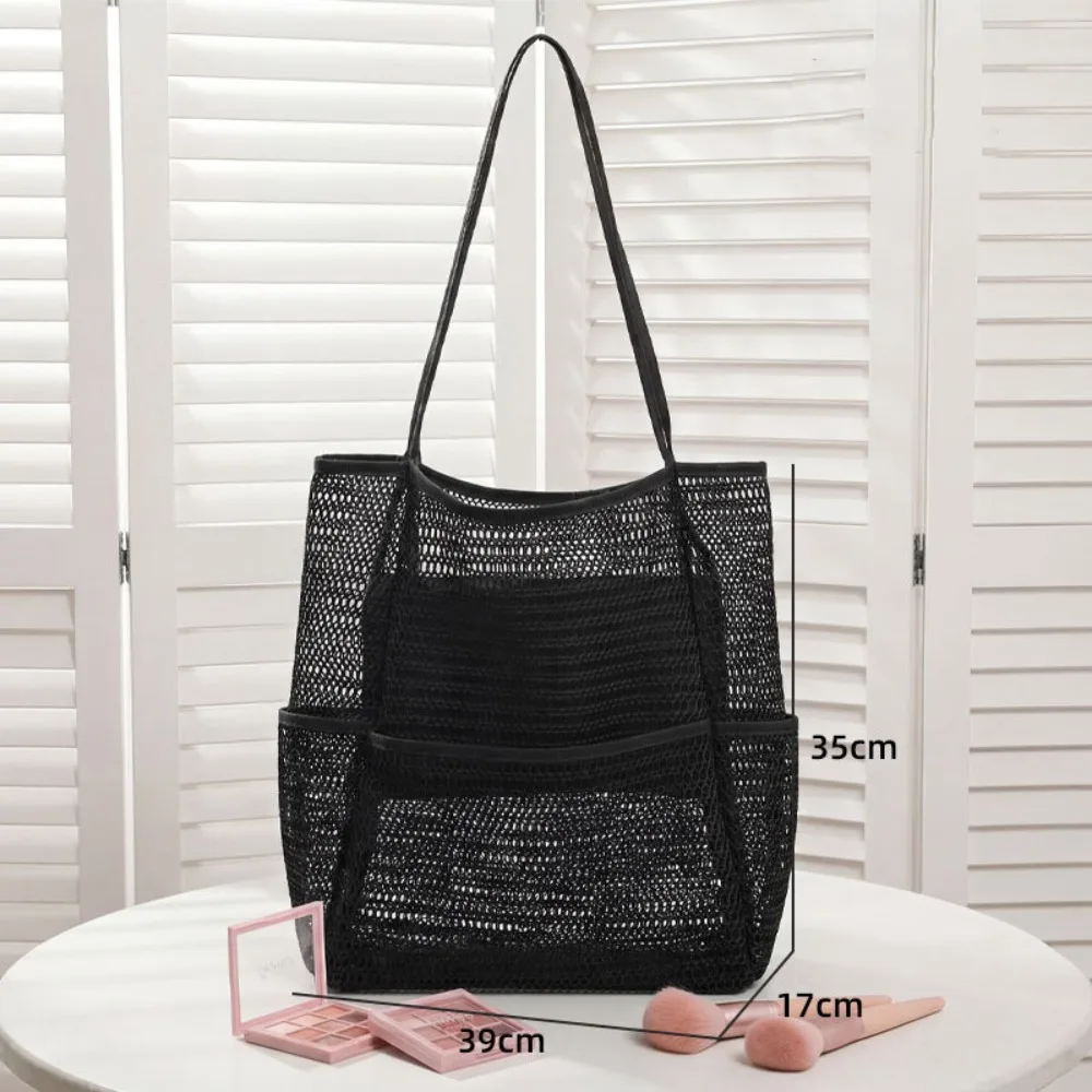 

Toiletry Bag Nylon Mesh Beach Bag Large Capacity Hollow Out Mesh Handbag Multifunctional Korean Swimming Bag Men