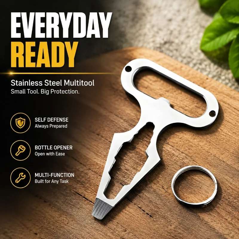 Portable EDC Finger Keychain Tool Multi Function Outdoor Camping Wrench Bottle Opener Lightweight Single Finger Ring Hanging