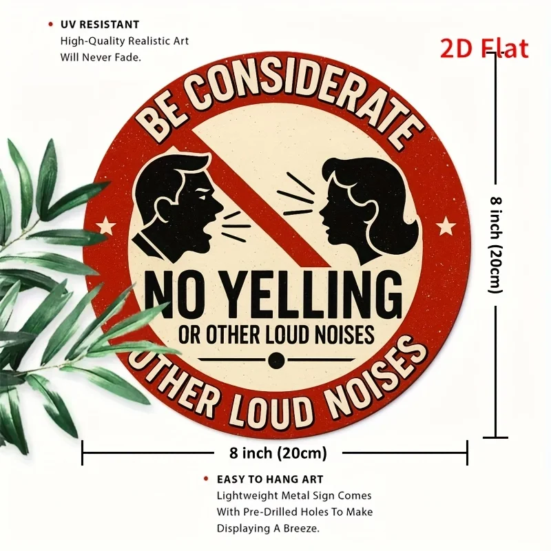 2D flat 1pc wooden circular sign, please do not make loud noise, circular wall art, suitable for home and restaurant