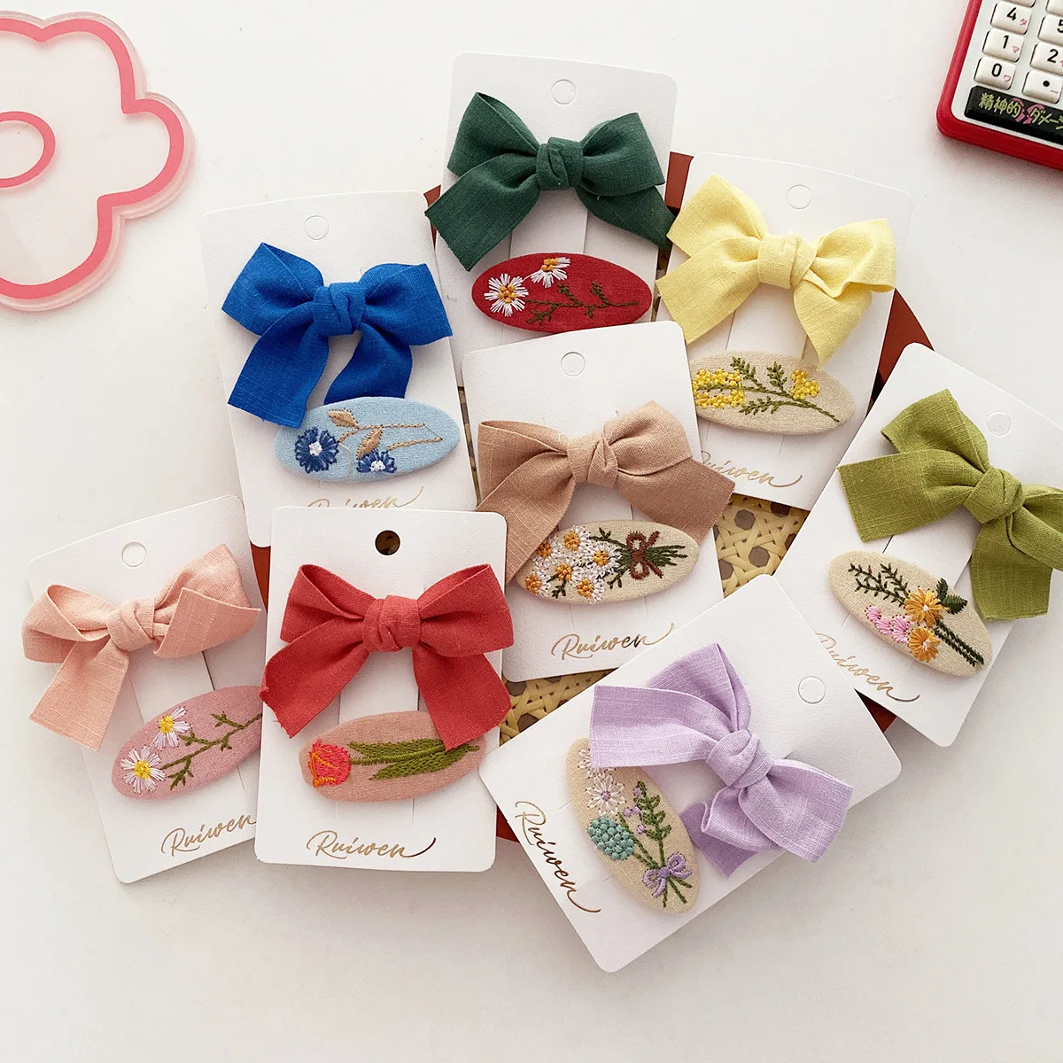 2 Buah/Set Jepit Rambut Bayi Ikatan Simpul Bunga Lucu Jepit Rambut Anak Perempuan Bayi Rajutan Manis Hiasan Rambut Jepit Rambut Anak Print Bunga