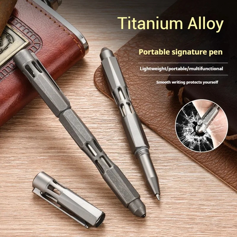 Titanium Alloy Tactical Pen Multifunctional Window Breaker Portable Keychain Writing Pen EDC Tool Business Signature Writing Pen