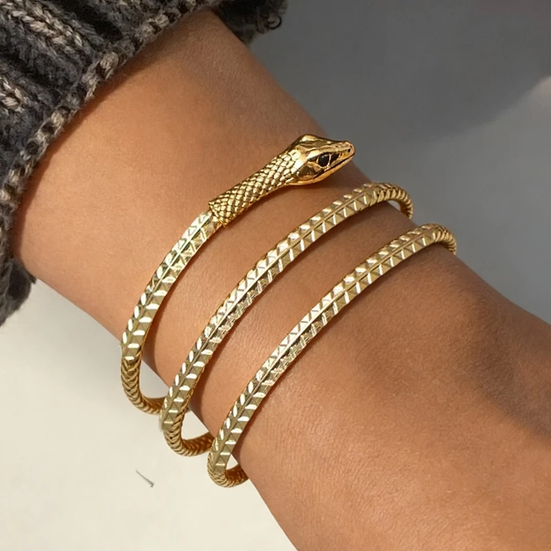 New Exaggerated Twisted Snake Bangles for Women Creative Design Entangled Bangles Personality Female Bangles Fashion Jewelry