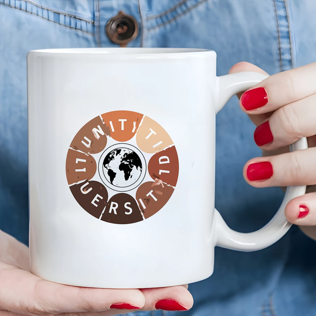 

Global View 11oz Mug + Africa Europe Map Design + UNIVERSITY Letter Cup Kids Hot Beverage Cup Christmas Family Office Cup