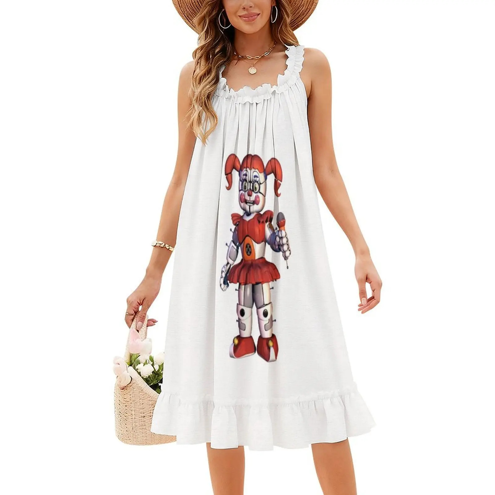 فستان سيرك بيبي Fnaf بفتحة عنق على شكل قلب فستان صيفي أنيق للحفلات للنساء Fnaf مايكل أفتون خمس ليال في فستان السهرة #4