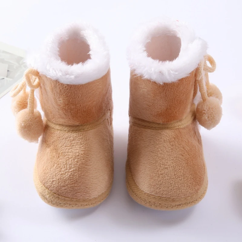 Stivali da bambino invernali stivali da neve caldi con pompon di neve appena nati stivaletti con suola morbida scarpe da passeggio per bambini primi camminatori per neonati