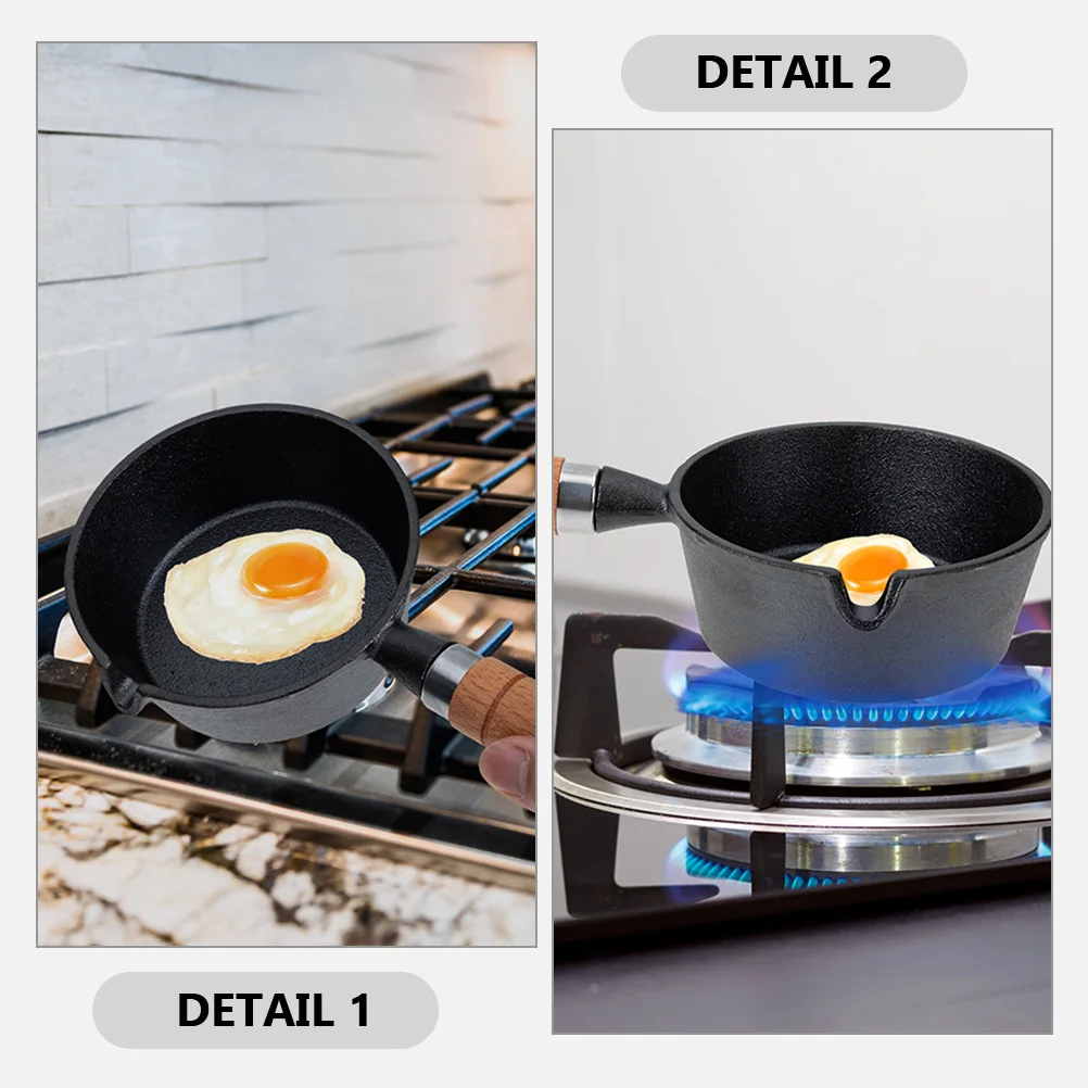 

Mini Cast Iron Melting Pot Butter Warmer Kitchen Sauce Pan Oil Heating Milk Stovetop Spout Compact Small for Indoor