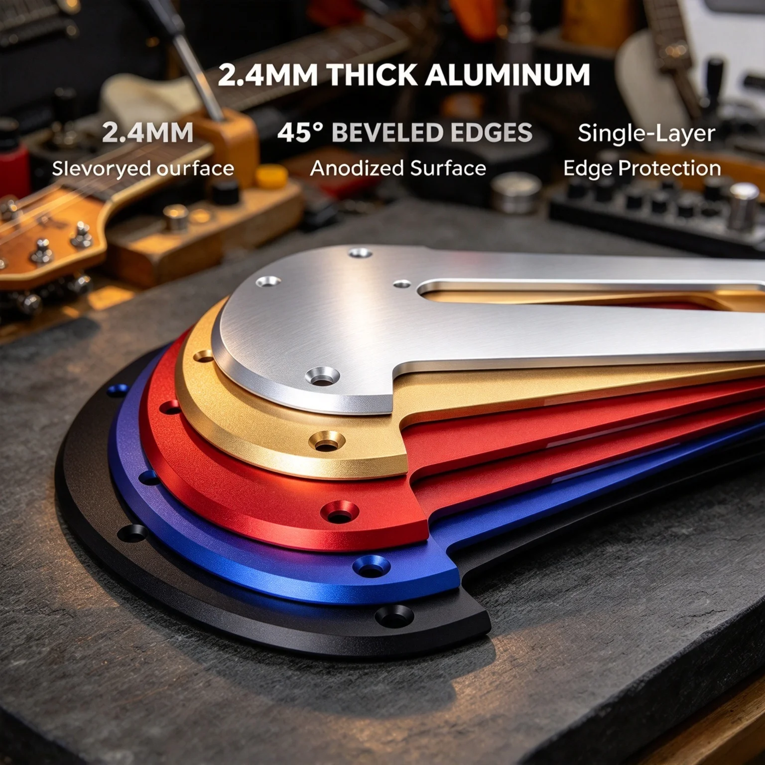 RUKOVA 11 Hole Aluminum Anodized Pickguard, Modern ST/Strat SSS Scratch Plate for USA/Mexico ST Guitar