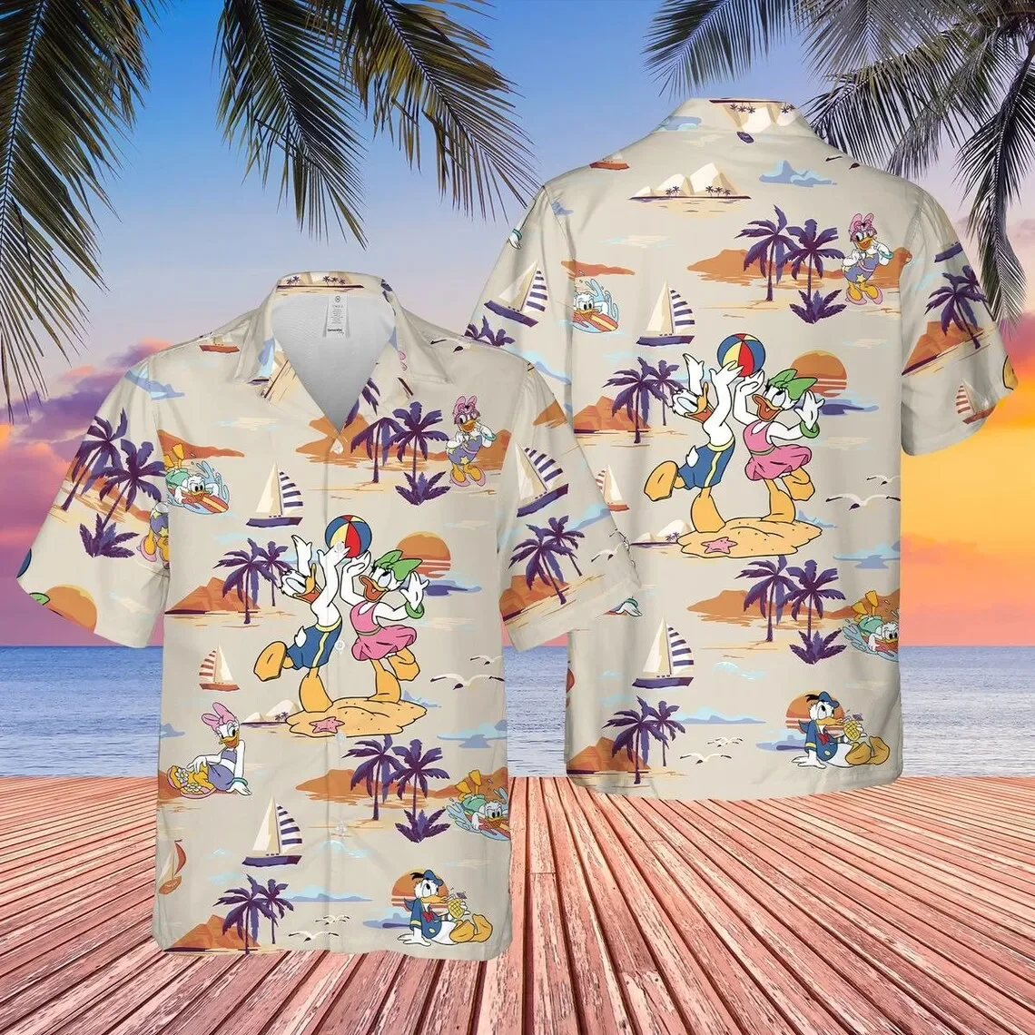 Vintage Donald Duck Hawaiian Shirt Daisy Duck Hawaiian Shirt Disney World Hawaii Shirt Donald Duck Beach Party Shirts