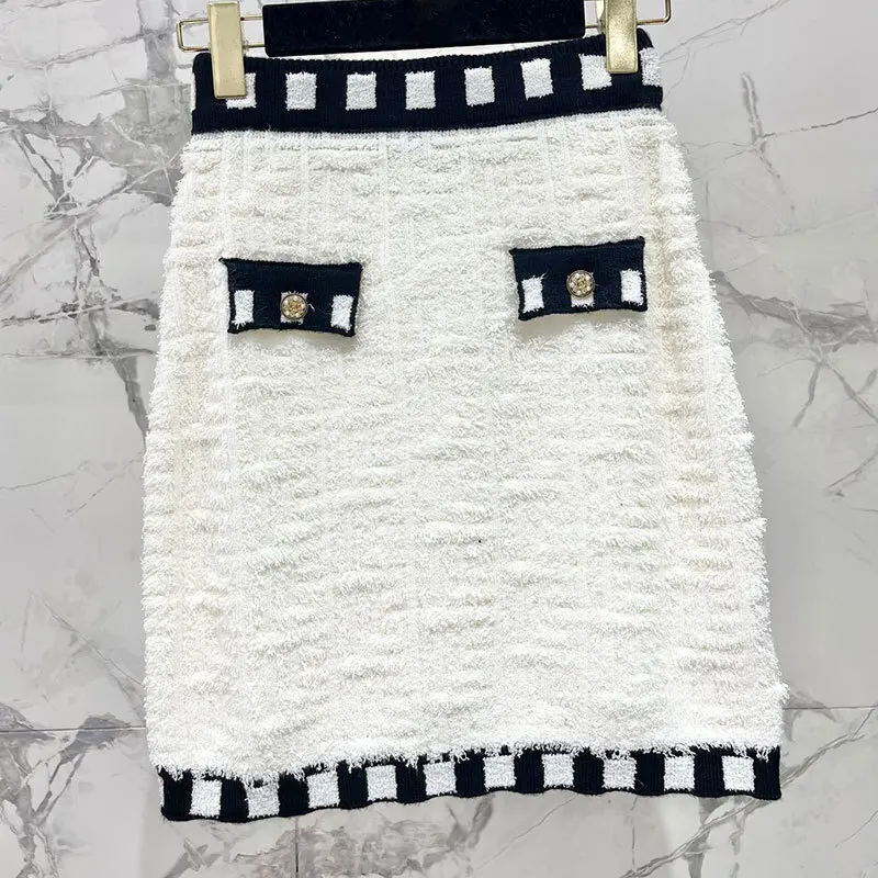 

Top Quality Wool Blend White A-Line Skirts Women's France Style High Waist Mini Skirt Elegant Streetwear New Y2K Clothing Runway