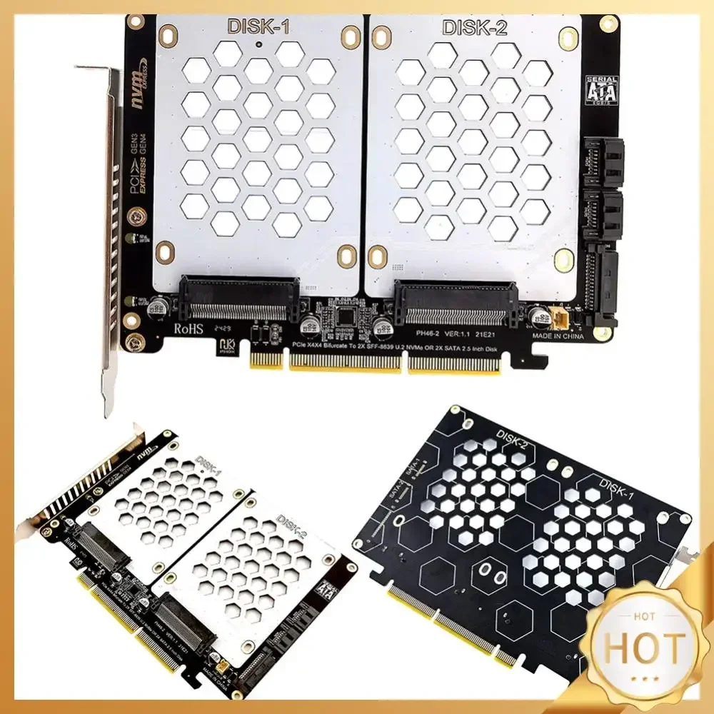 U.2 Dual Drive Adapter Card 2.5 Inch SATA Hard Drive To PCIE4.0 Split Card U2 To PCI E Adapter Card U.2 PCIe Adapter