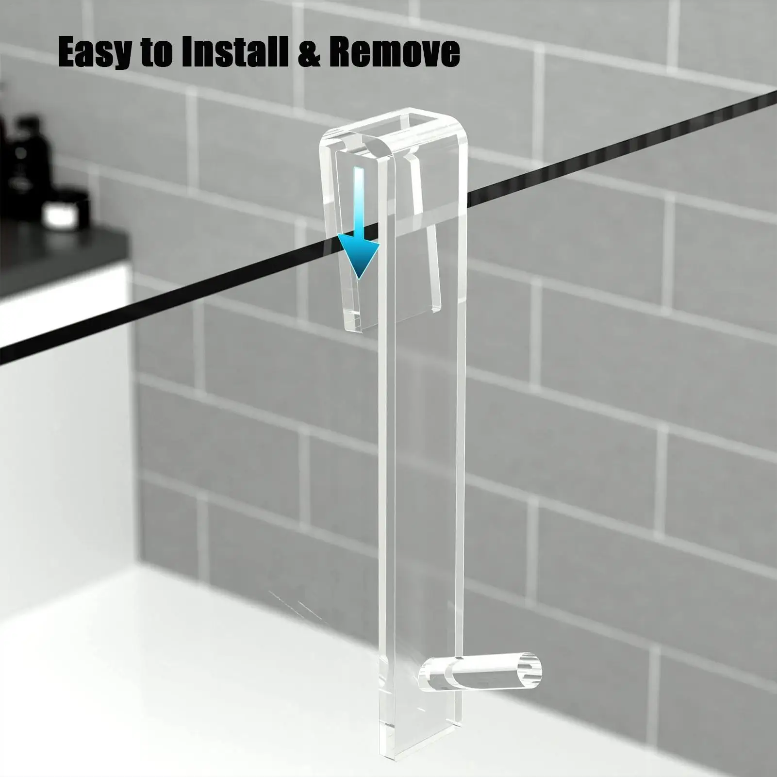Acrylic Bathroom Shower Door Hook Over Glass Door Shower Towel Rack Punch-Free Bathroom Bathrobe Hanger Transparent Towel Hooks - view 3