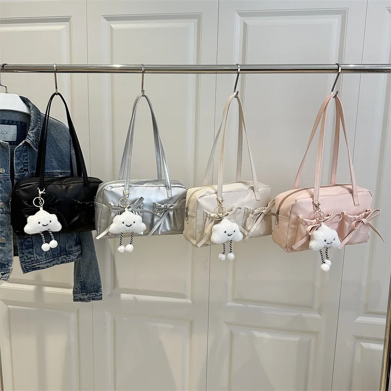 2025 Bolso de almohada informal de primavera para mujer, bolso de hombro único texturizado, moderno, versátil