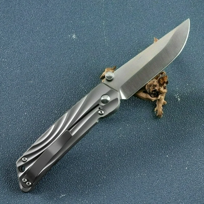 

New CNC AUS-8 steel TC4 titanium alloy folding knife with high hardness, portable outdoor camping and fishing EDC tool knife