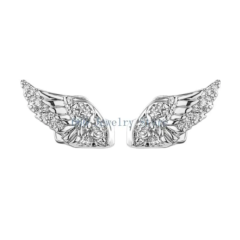 F2TD Statement Tooth Accessory Pair Wing Accent with Clear Stone Detail Copper Cast Build for Festival Stage and Portrait Looks