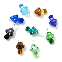 2pcs Silver Foil Cute Mini Mushroom Charms Glass Pendant Diy Craft Supplies Perfect Idea Holiday Party Gifts for Handmade Lovers