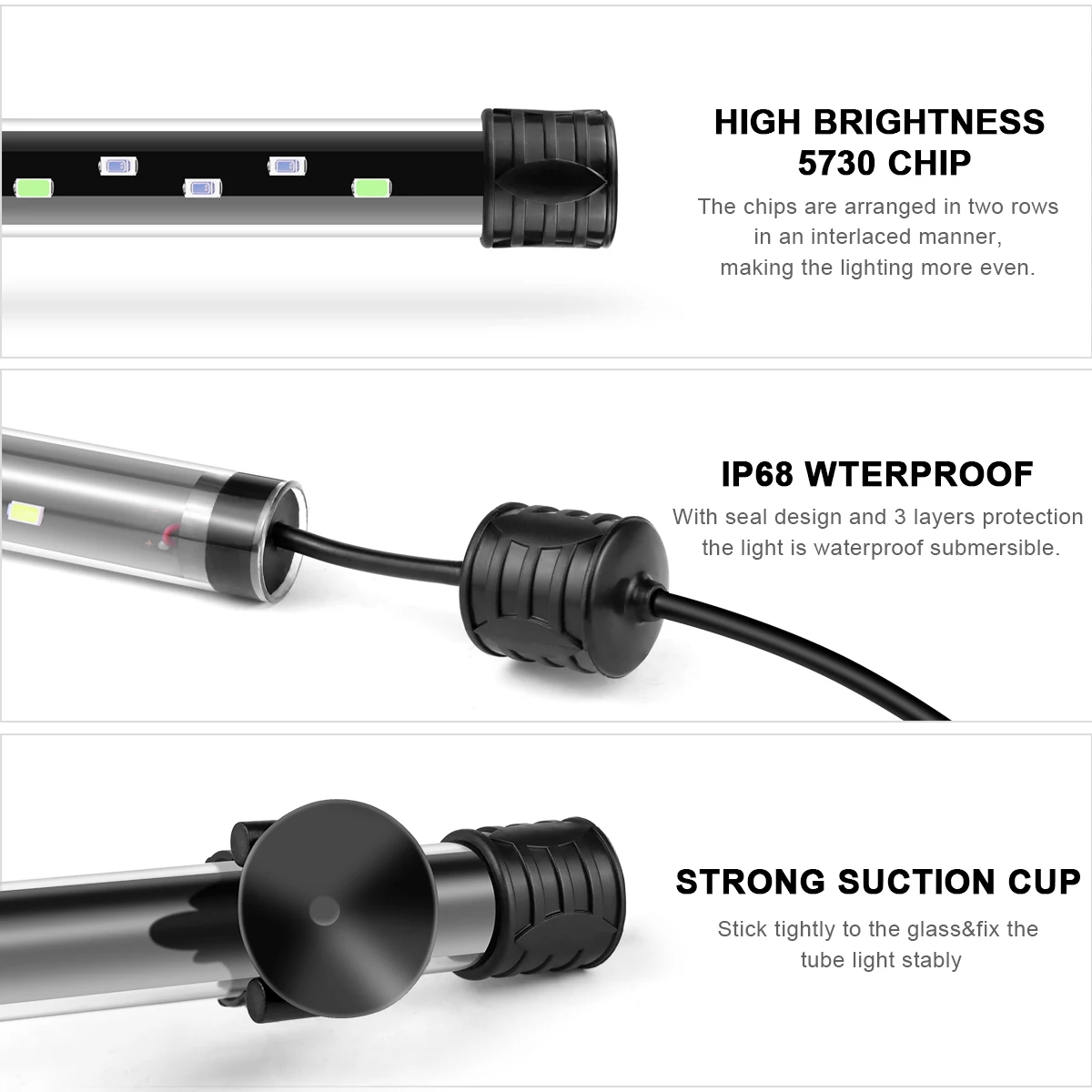 48CM Available High Bright Underwater Fish Tank LED Bar Light Waterproof Lamp Tube RGB Blue-White Aquarium Submersible Lighting