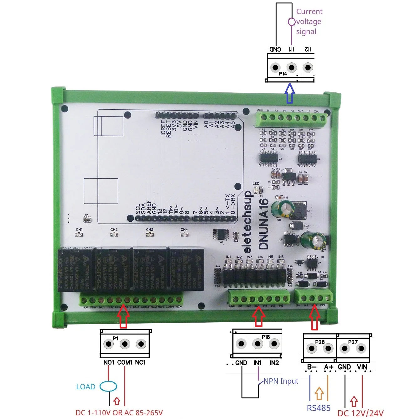 DC 12V 24V for Arduino UNO LED Solar Battery DIN Rail Analog Digital Inpuut Output Expanding Board Simple Open PLC Diy Module