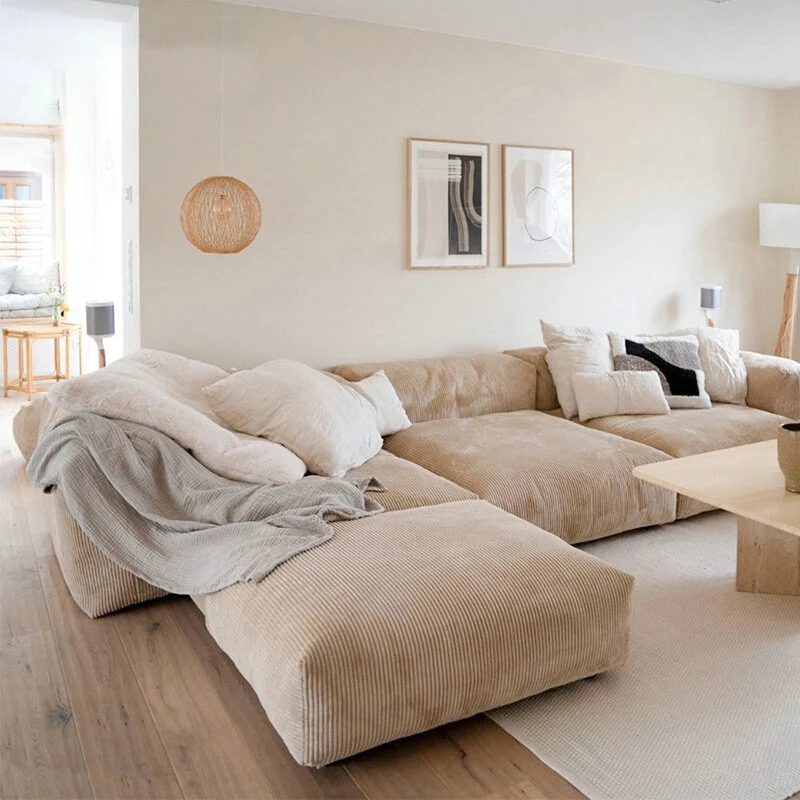 */Modular Sectional Sofas CORD VELOUR Large Sofa Couch Living Room Furniture Velvet Fabric Sofa Set