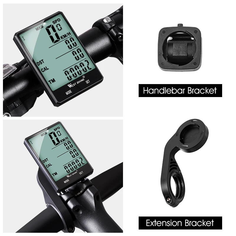 WEST BIKING 2.8 inch Bicycle Computer Large Screen Speedometer Wireless Wired Waterproof Sensor Cycling Odometer Bike Computer