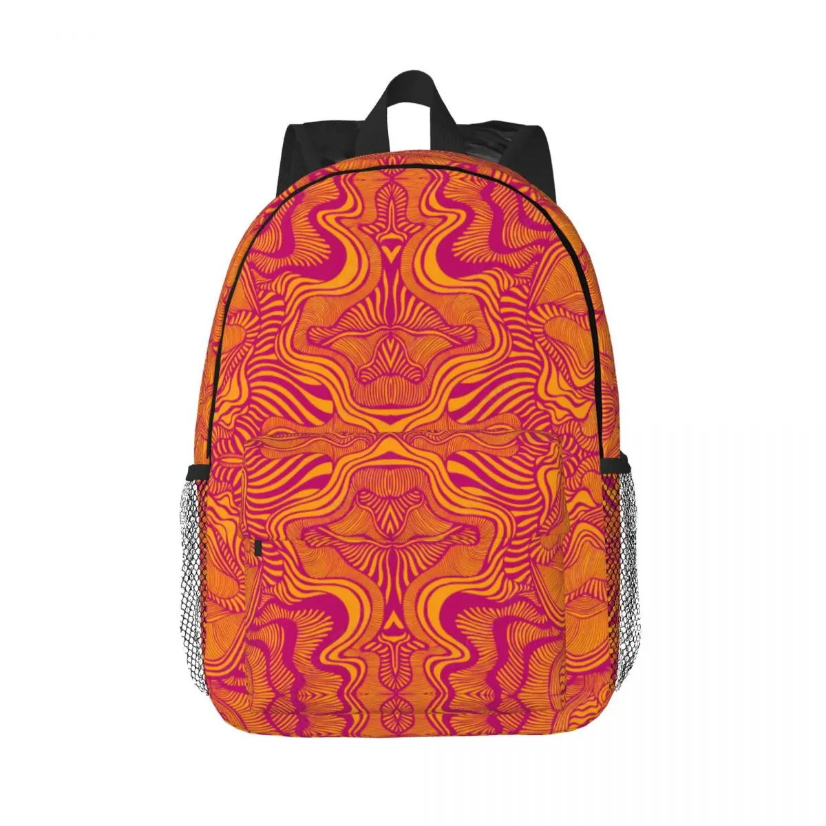 Mochila padrão fractal psicodélica abstrata personalizada, Bookbag básico para bolsas escolares universitárias, mulheres e homens