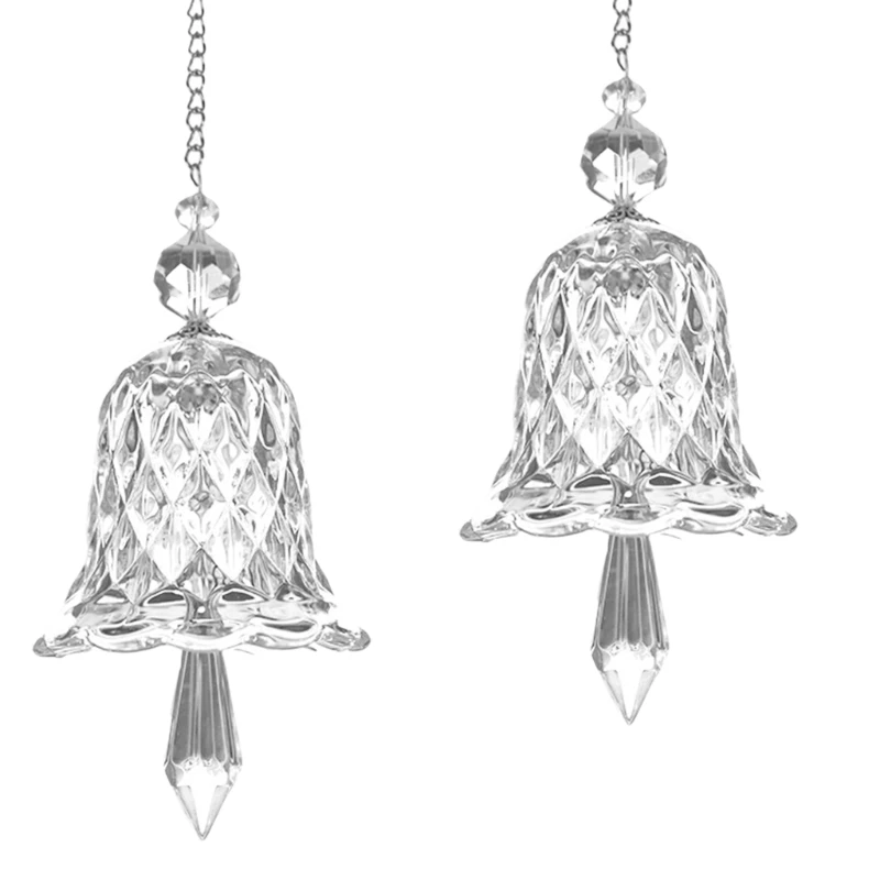 

2Pcs Elegant Glass Windchimes for Christmas Multicolored Crystal Bells Hanging Suncatchers for Home and Garden Decors Dropship