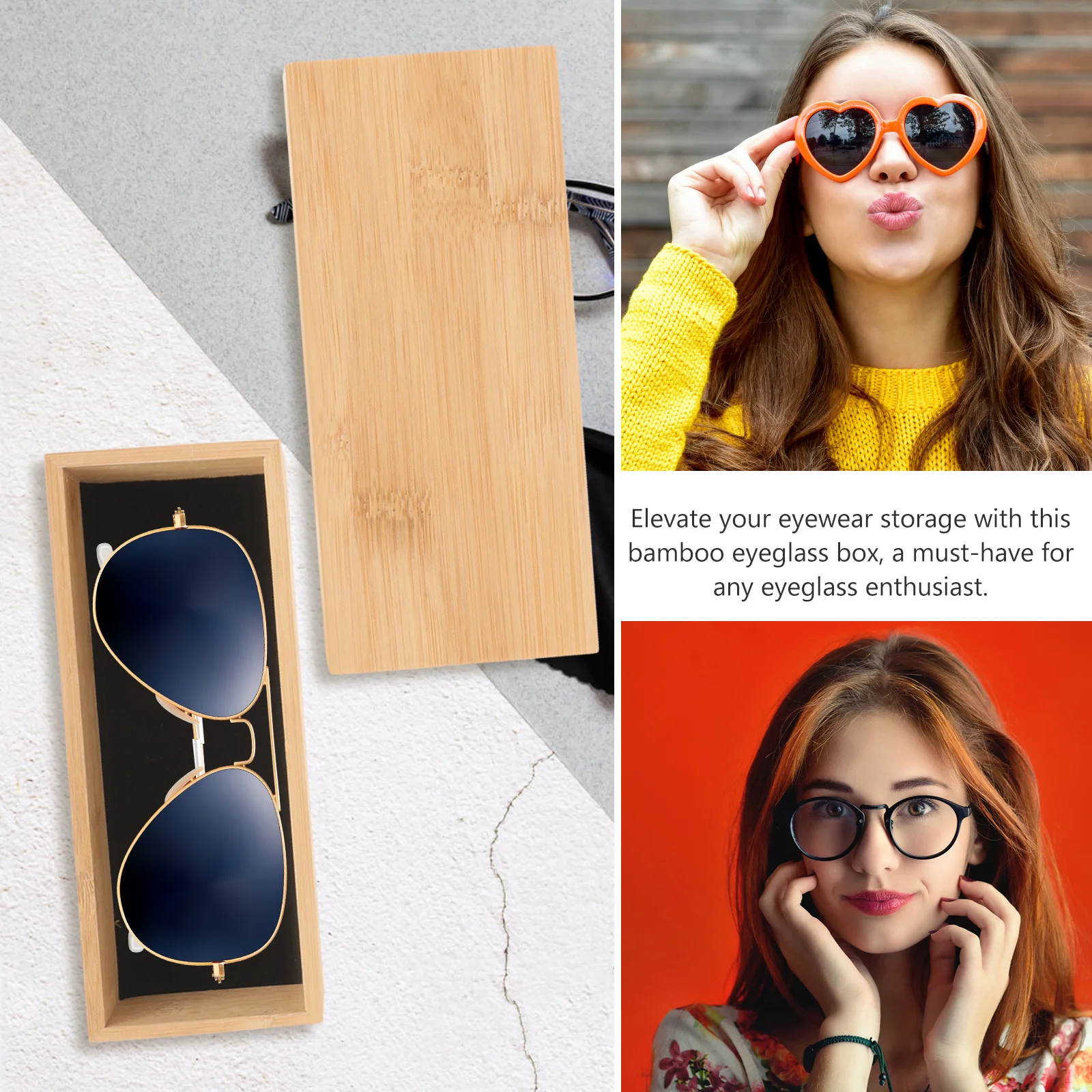 

Bamboo Eyeglass Case Hard Shell Pull-Out Travel Sunglasses Organizer Large Capacity For Men Women Glass Cases Reading Sunglasses