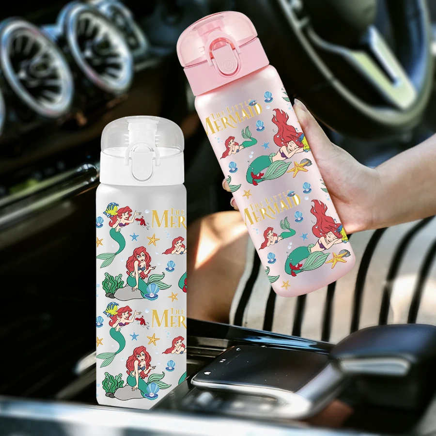 1 قطعة ديزني حورية البحر الأميرة نمط 26 أوقية زجاجة ماء بلاستيكية الرياضة في الهواء الطلق كوب ماء عيد ميلاد/العودة للوطن هدية #2