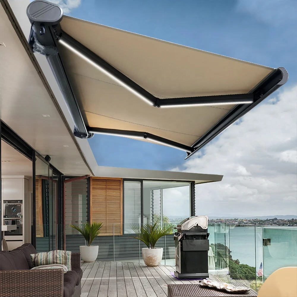 Wholesale Outdoor Balcony Cassette Retractable Folding Awning Customized Aluminum Full Cassette Motorized Retractable Awning