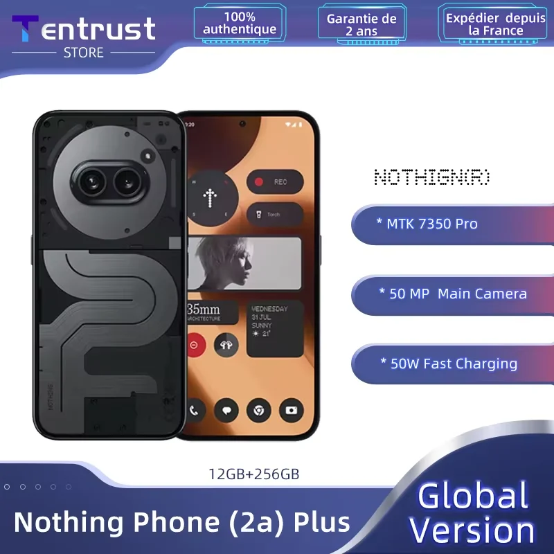 Version globale Nothing Phone (2a) Plus Ecran AMOLED 6.7 » 120Hz MTK Dimensity 7350 Pro Appareil