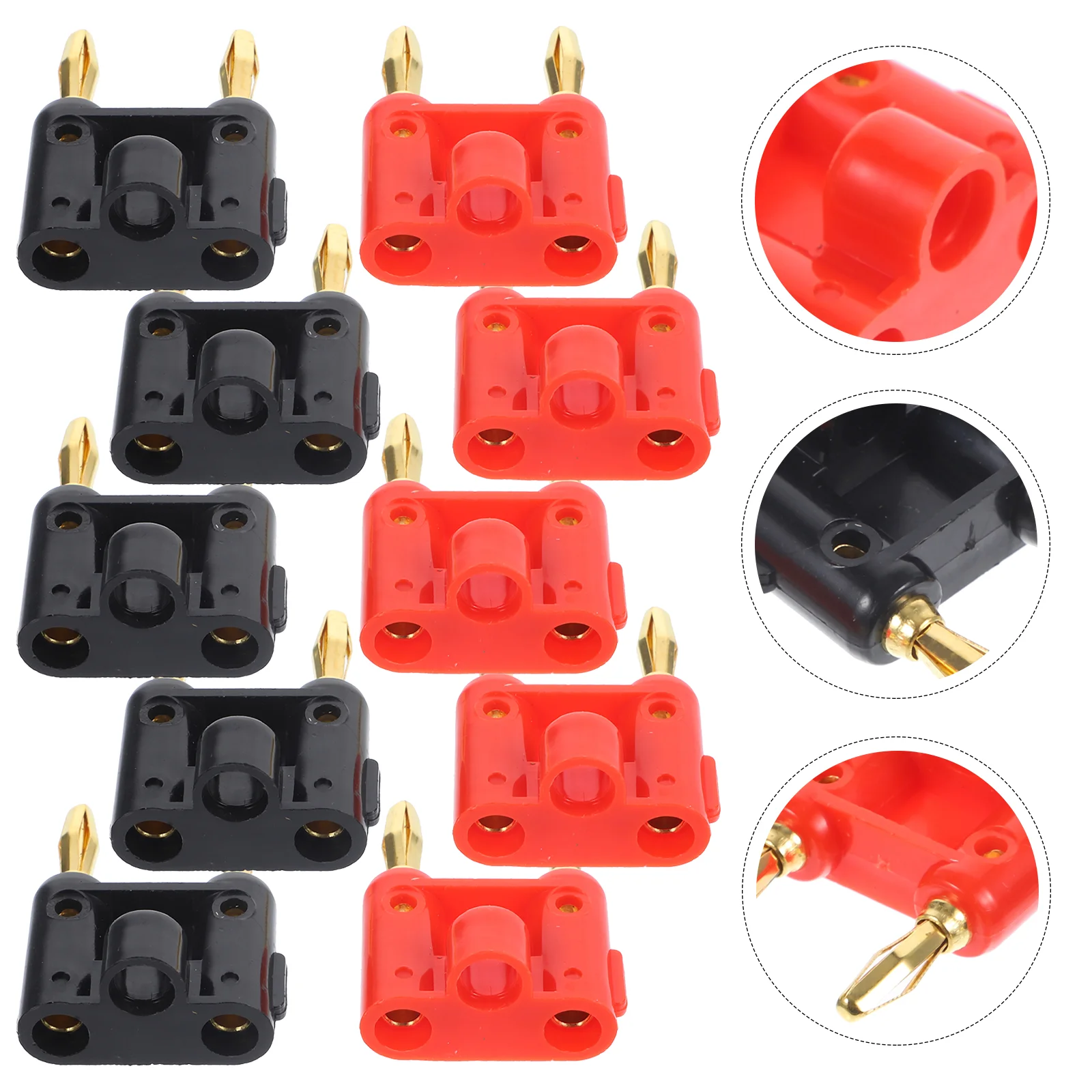 

10 Pcs Gilded Double Banana Plug Receiver Plugs for Speaker Wire Metal Connector Clip