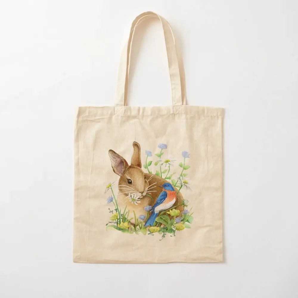 

Bunny and Bluebird Tote Bag Women bags Shopper handbag Cloth bag shopping bag logo