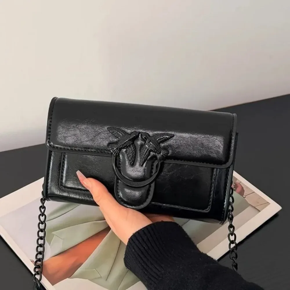 2026 Ölwachs-Leder Umhängetasche mit Kette - Luxuriöser Schlanker Quadratischer Stil für Smartphones und Abendveranstaltungen – Detail 6