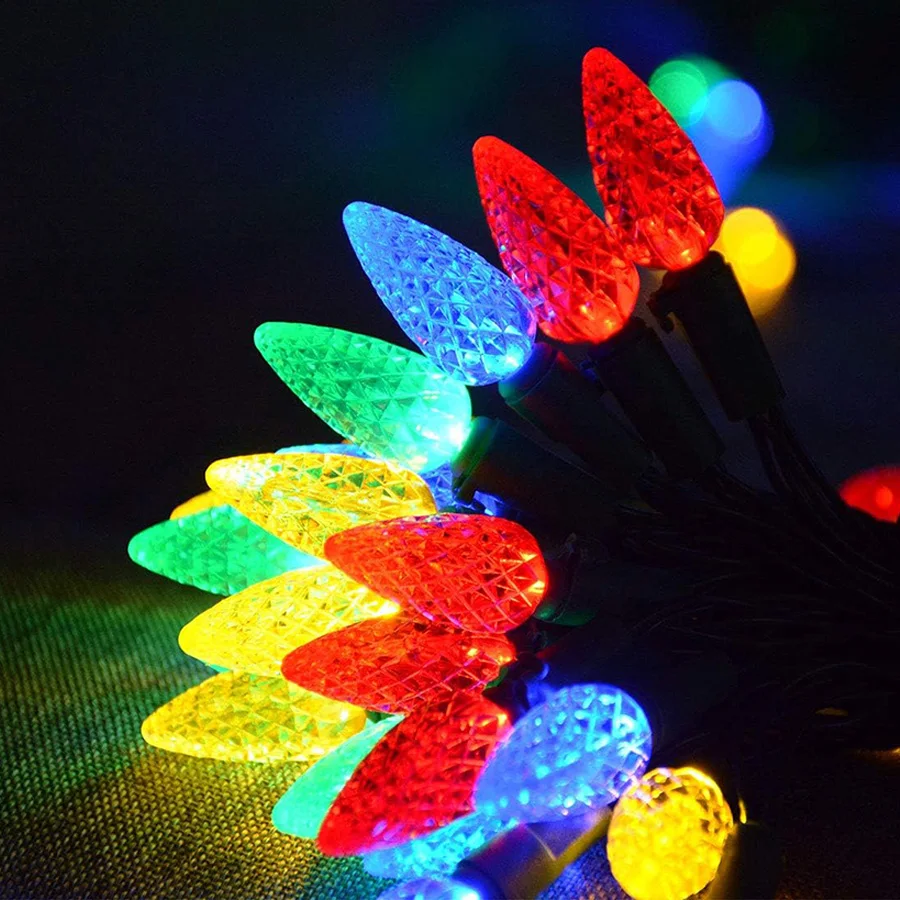 

C6 Christmas String Lights Outdooor 10M 100 LED Strawberry Fairy Light Christmas Garland Light for Patio Xmas Tree Wedding Decor