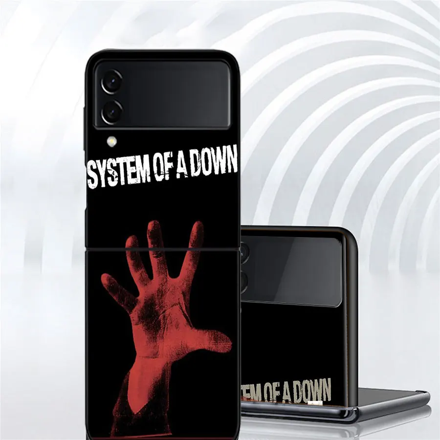 System Of A Down Phone For Samsung Galaxy Z Flip 5 4 3 5G Case Luxury Cover Z Flip 6 5G Black Cases Shell PC Fundas Shockproof