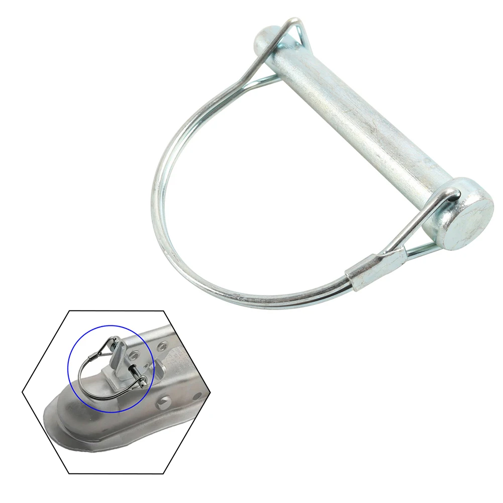 4pcs M8x70mm Trailer Coupler Safety Pins Lock D Shape Retainer Wire Clip Spring Locking Pins Quick-Release Safety Coupler Pins