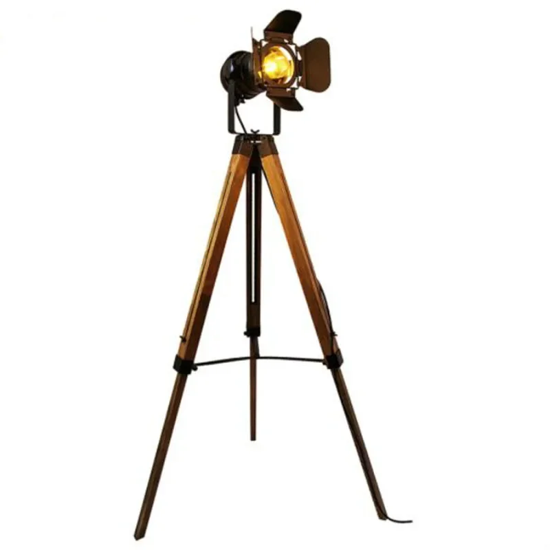 Led wood floor lamp Tripod American Loft Adjustable Bedside Floor lights stand lamp with lampshade home lighting for living room