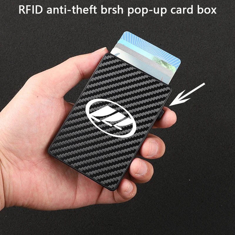 

For Lifan Solano X60 X50 520 620 320 2020-2025 125cc Car Anti-theft Carbon Fiber Bank Credit Pop Up ID Card Holder