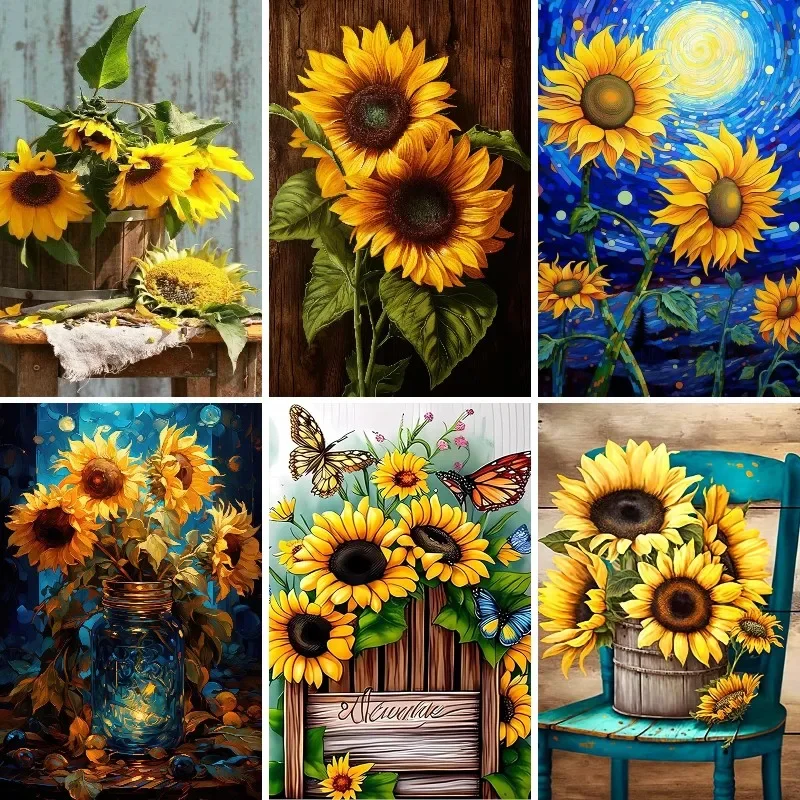 

Diamond Painting Yellow Flower New Collection Full Diamond Embroidery Sunflower Cross Stitch Kit Art Gift Home Decor