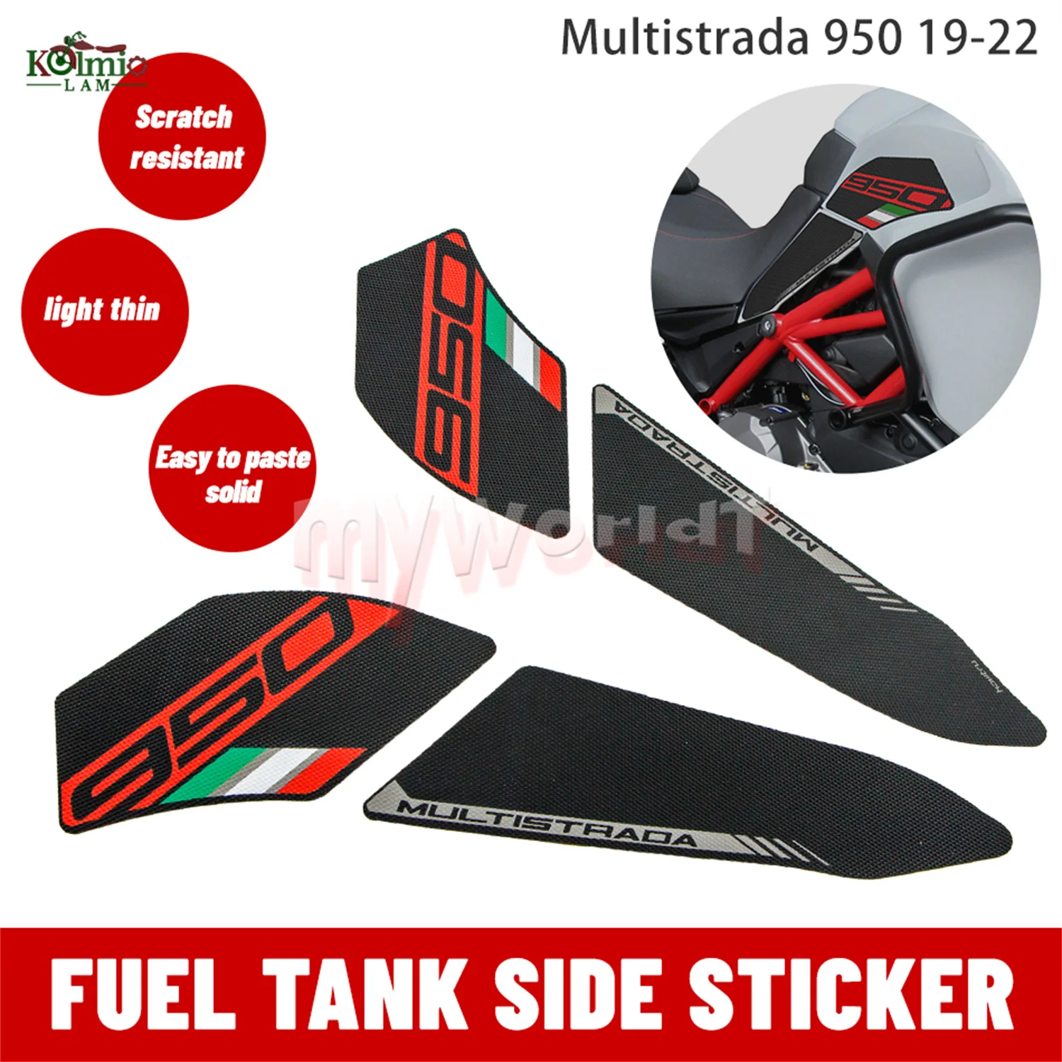 

Fit For DUCATI Multistrada 950 2019 - 2022 Side Knee Traction Decal Sticker Anti Slip Fuel Tank Pad Multistrada950 2020 2021