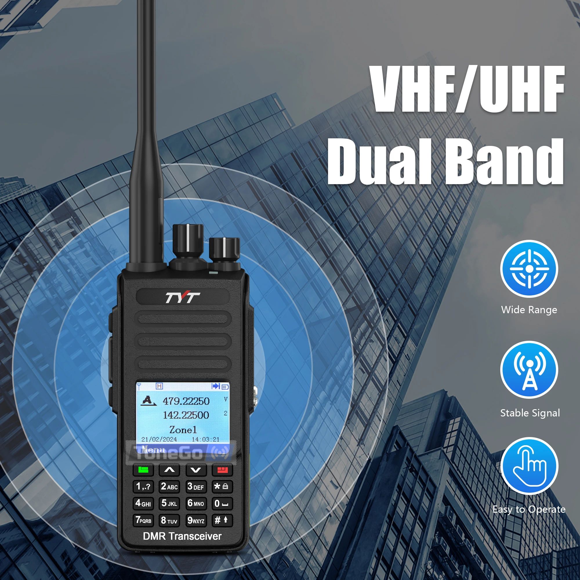 TYT MD-UV390 Plus 10W DMR Digital Walkie Talkie 3600mAh Type-C  AES256 GPS(Option) IP67 Waterproof VHF/UHF Dual Band Ham Radio