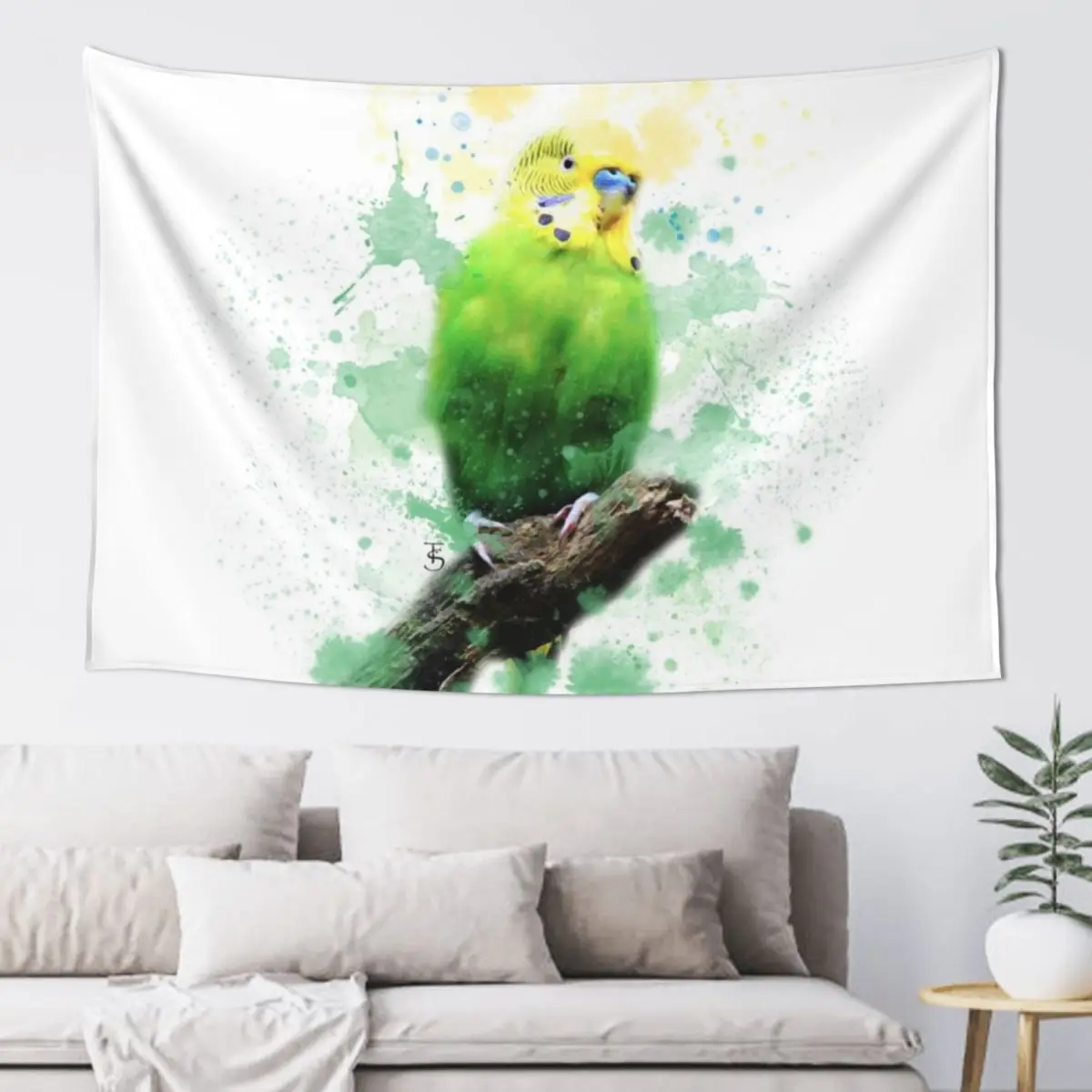 Budgie Watercolour Tapestry Bedroom Organization And Decoration Funny Home Decoration Accessories Tapestry