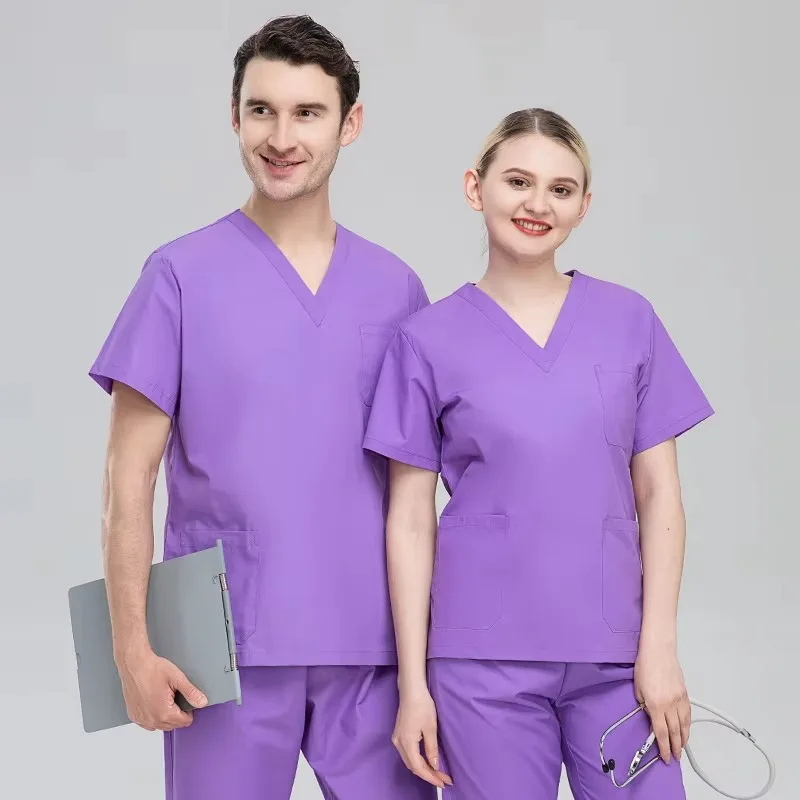 

Custom Logo Polyester Cotton Breathe Comfortable Elastic Unisex Beauty Salon Pet Hospital Dentist Medical Scrubs Uniform Sets