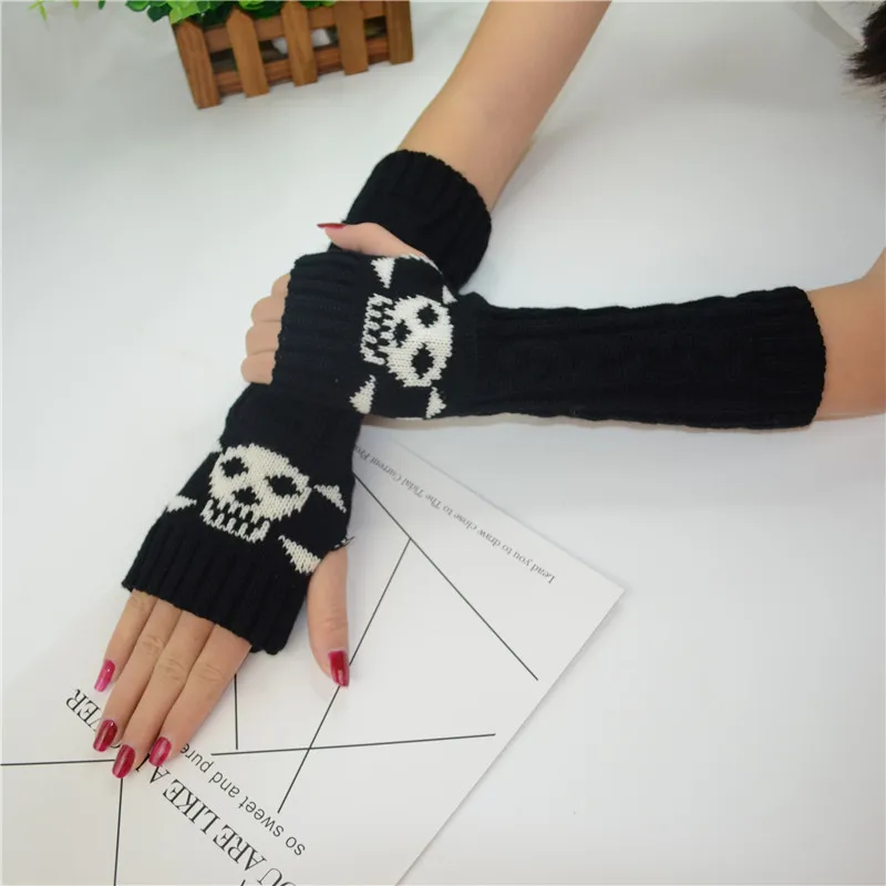 Anime Scene Skull Glovers Punk Gothic Fingerless Glove Emo Cycling Arm Warmer Y2k Aesthetic Emo Accessories Rock Mittens Gift