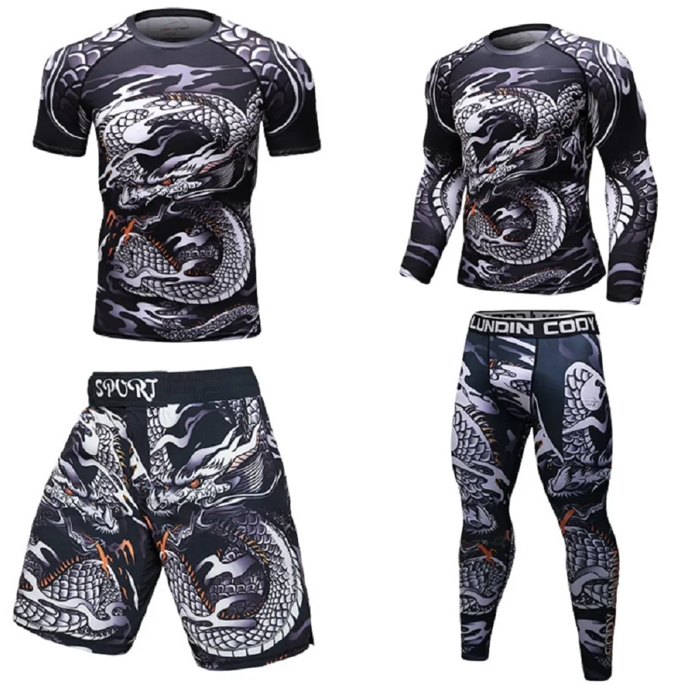 Cody Lundin 4 Pieces Sports Sublimation Tracksuit Male BJJ jiu jitsu Rash Guard Set Custom Fashion Gym Boxing Training Set