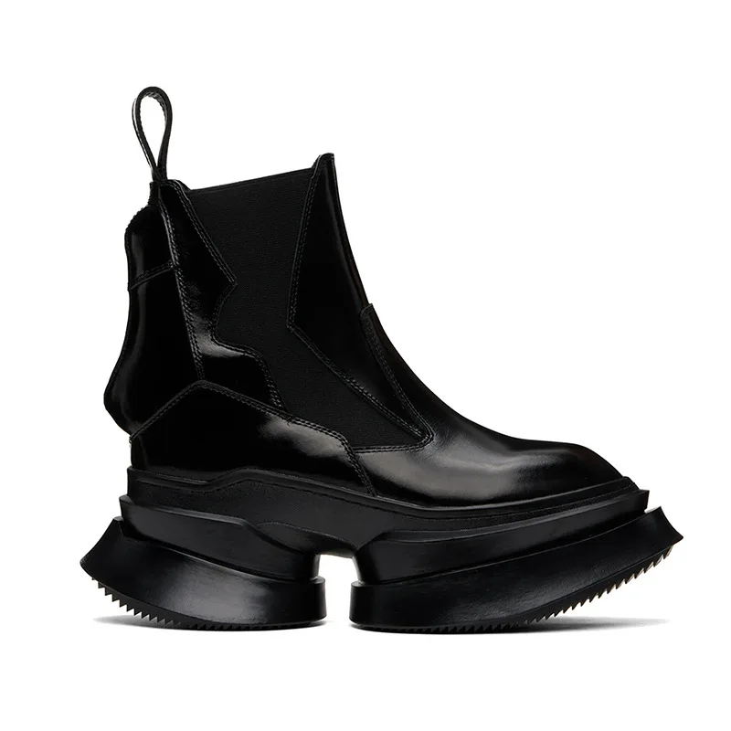 Men\'s High Top Boots Chelsea Platform Sneakers Leather Gothic Heels Snow Luxury Vintage Trendy Designer Black Shoes