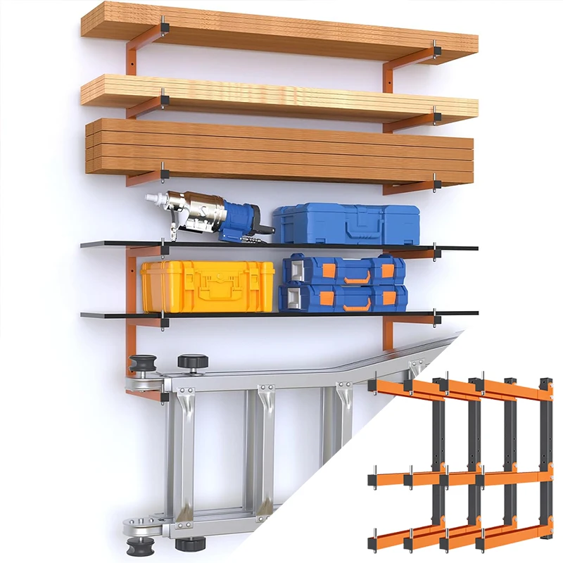 

2/4PCS Lumber Storage Rack Wall-Mounted Both Indoor and Outdoor Use Firewood Rack Wall-mounted Adjustable Wood Organizer Rack