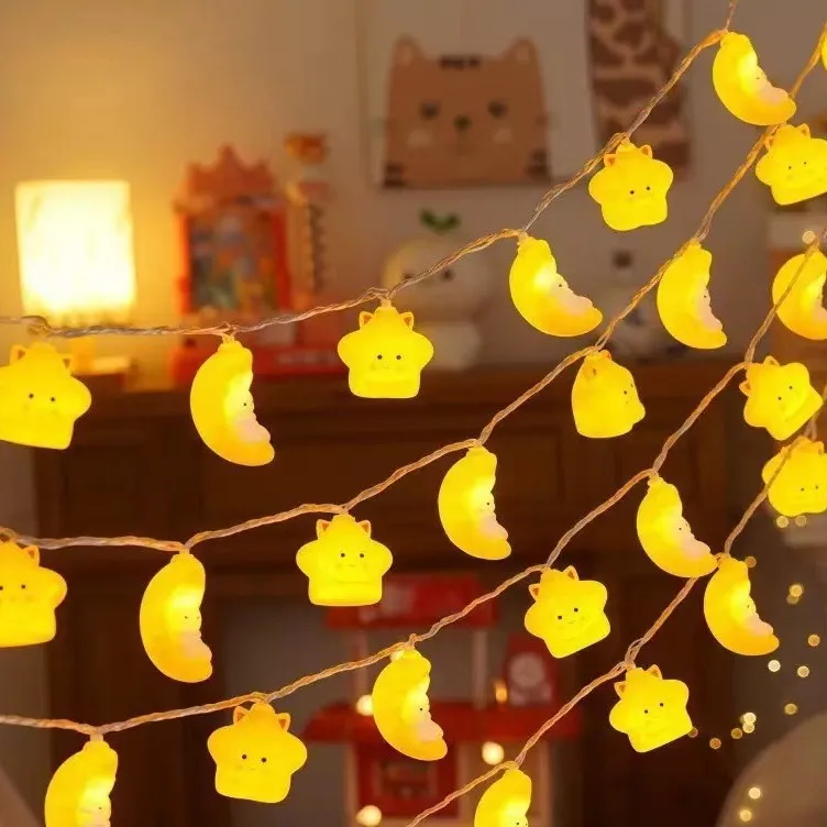 

Светодиодные декоративные маленькие фонари с луной и звездами, украшение для рождественской комнаты, световая строка, водонепроницаемый окружающий свет для кемпинга на открытом воздухе