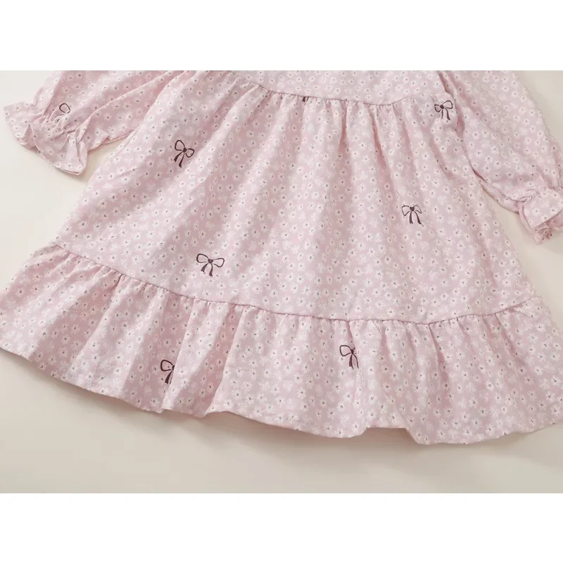 Kinder Mädchenkleid RAISE Herbst Schleife Blumendruck Kinder Mädchen Prinzessinnenkleid Rundhals 2-8 Jahre Mädchen Langarmkleid Haarband – Detail 33