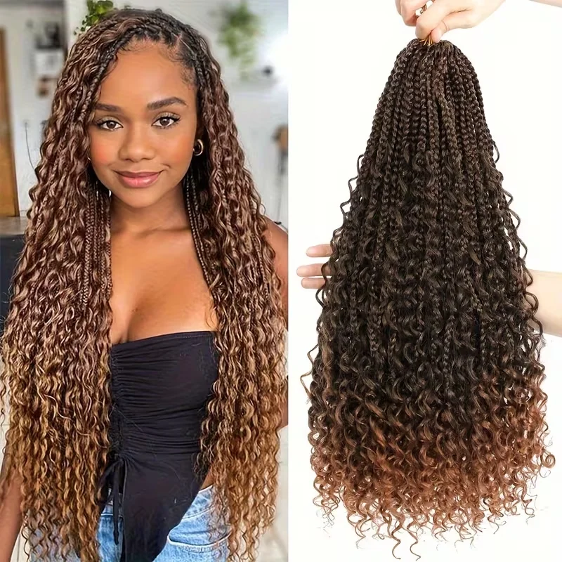 

8 шт., косички Goddess Box, вязаные крючком волосы, 12-дюймовые афро вьющиеся/кудрявые синтетические вязанные крючком волосы для женщин, богемный стиль